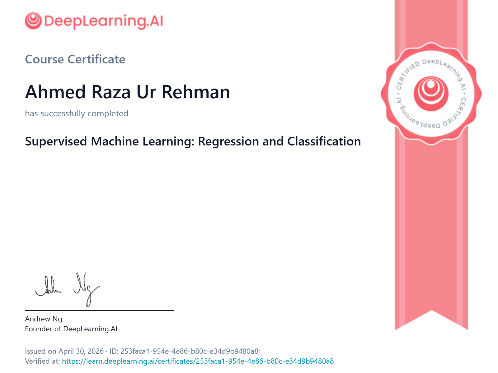 Supervised Machine Learning: Regression and Classification